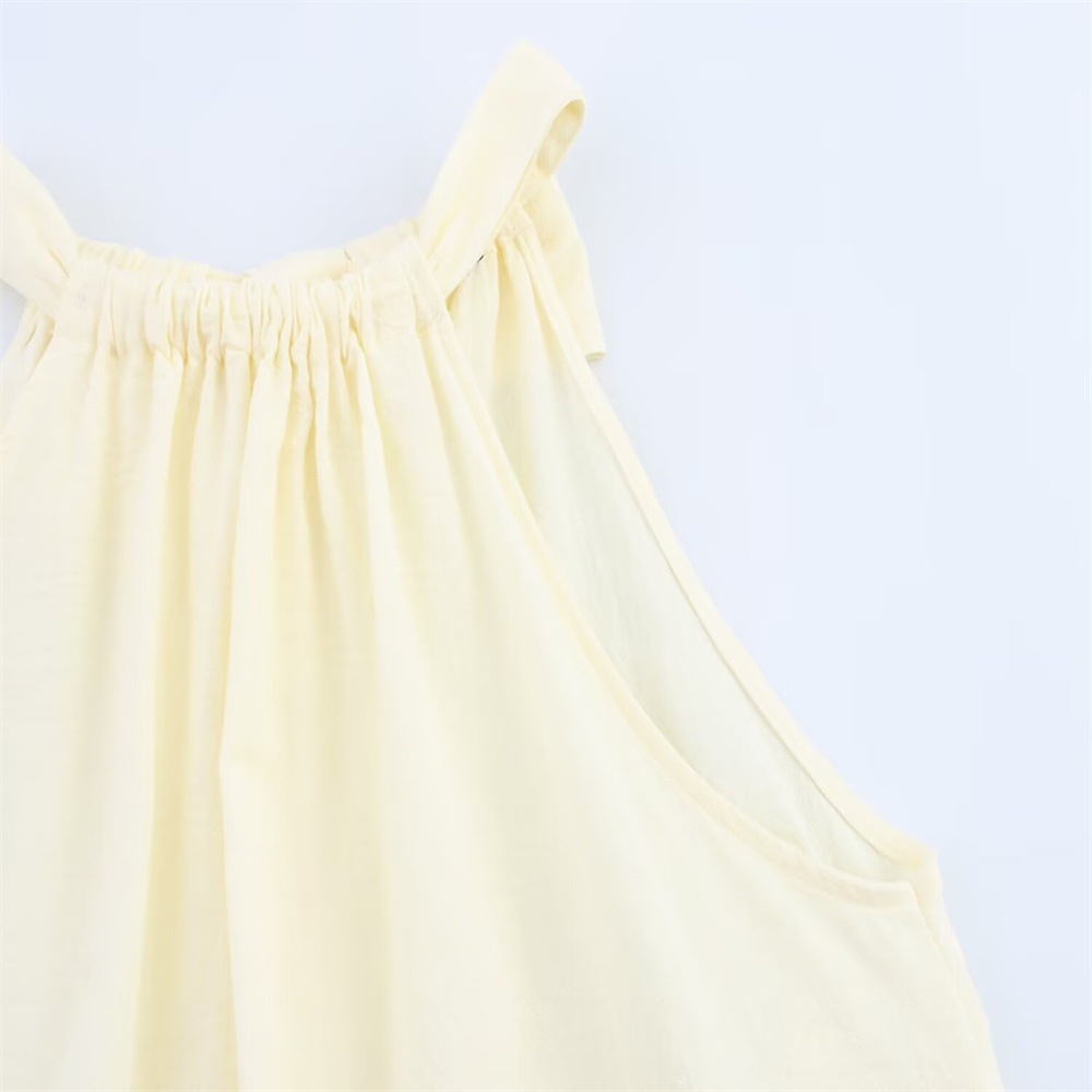 Ladies Embellished Crew Neck Polyester Ribbon-Tie Vest