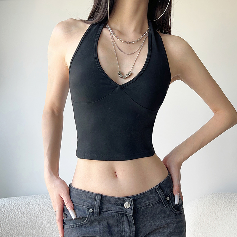 Halter Draped Body-Hugging Milk Silk Vest