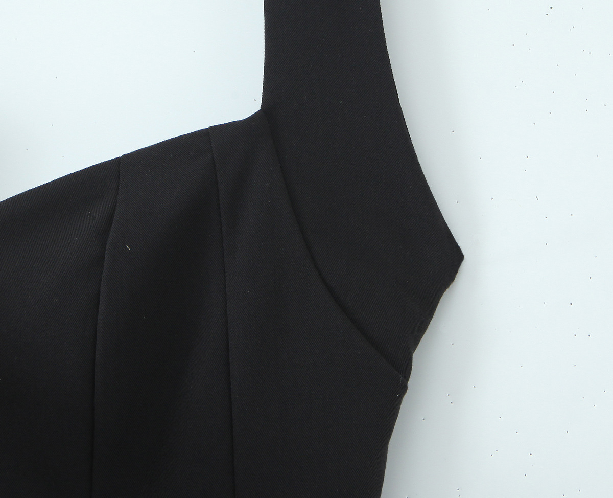 Solid Polyester Sleeveless Strap Commute Dress