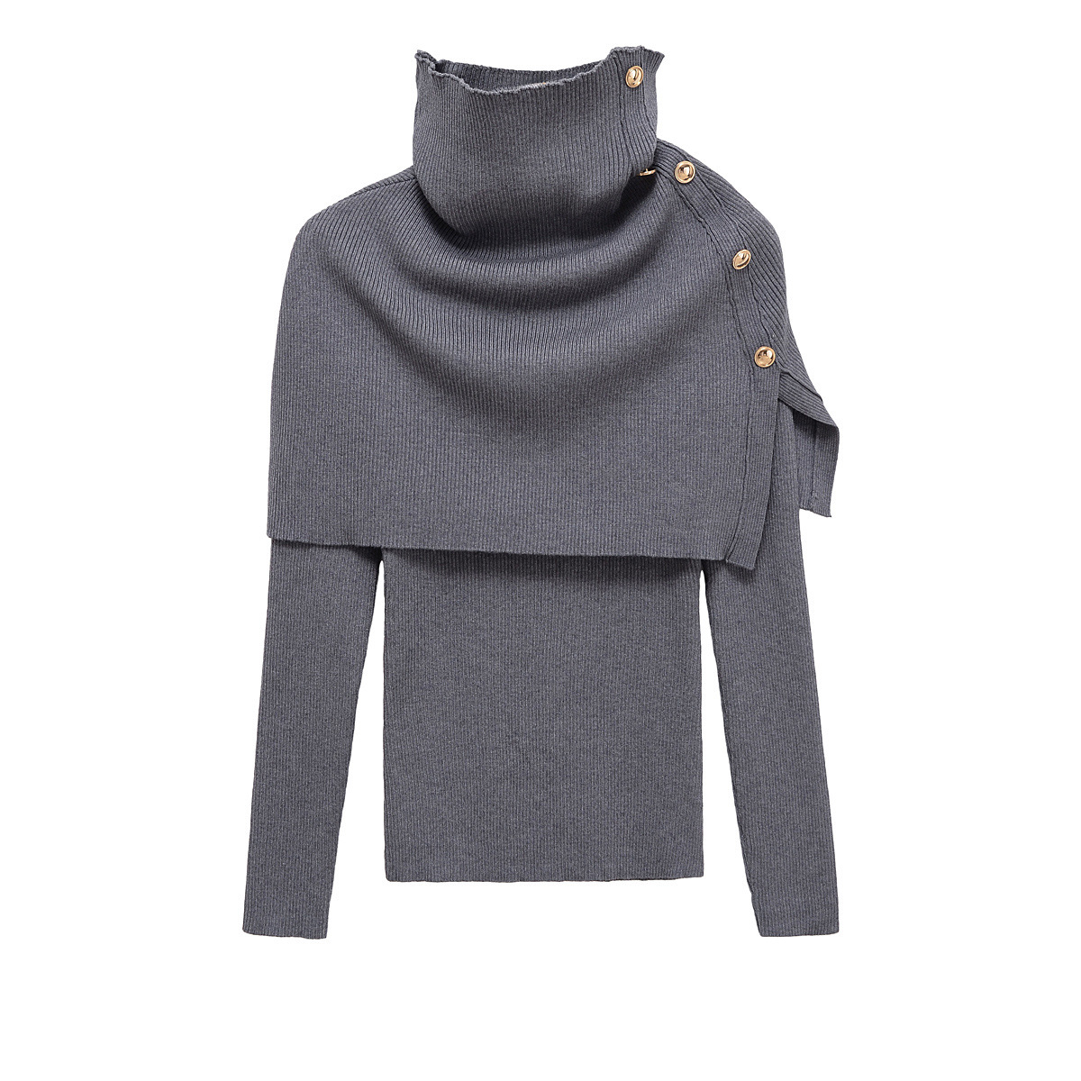 Turtleneck Cardigan and Full Sleeve Sweater Ensemble