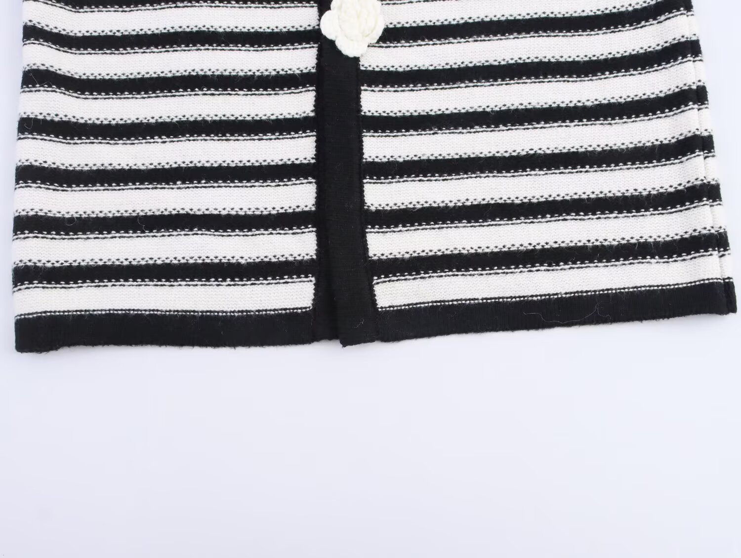 Floral Embellished Crew Stripe Long Sleeve Cardigan