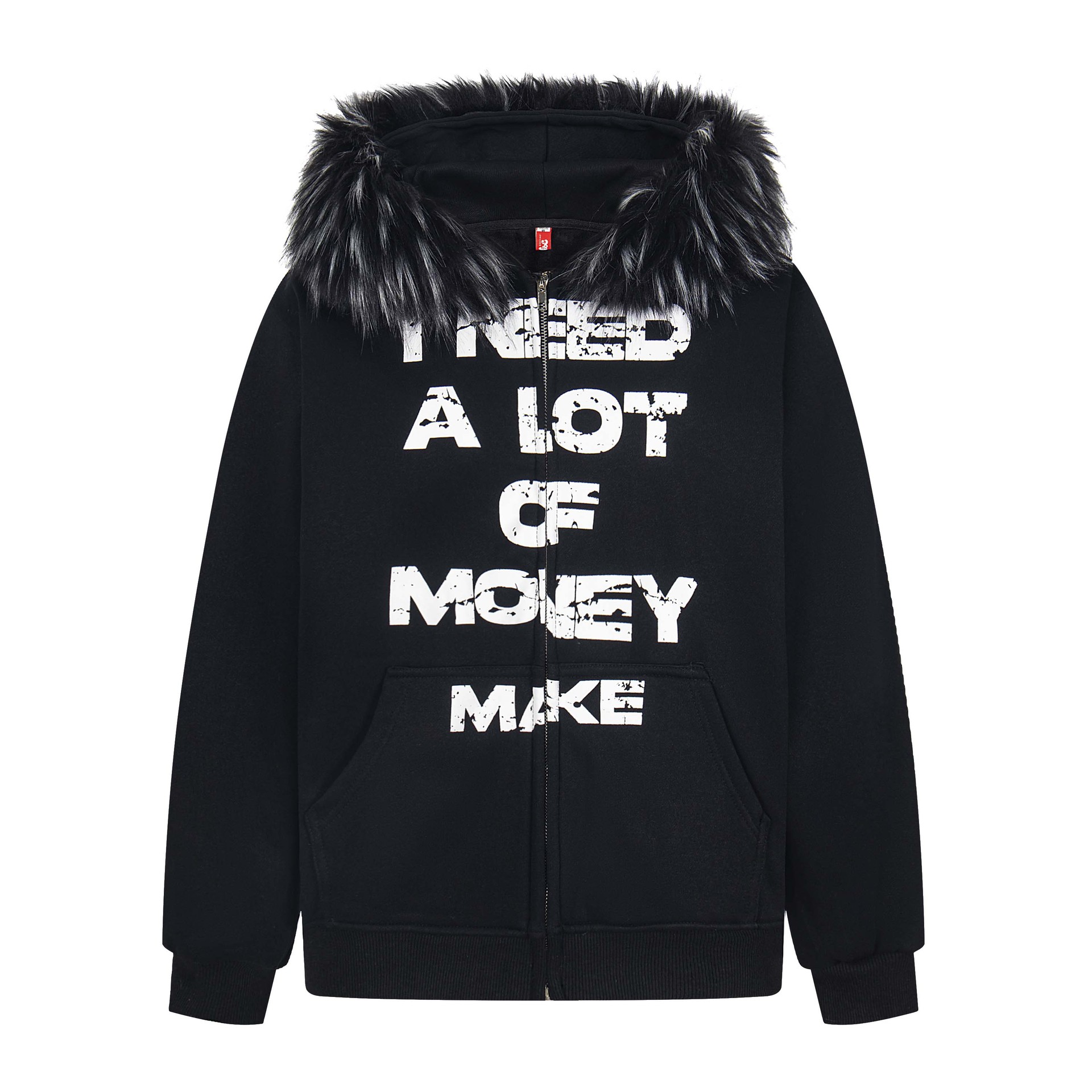 Vintage Graphic Street Cotton Blend Zip Hoodie