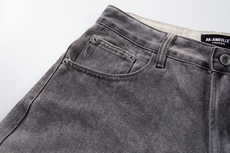 Streetwear Hip-Hop Style Gradient Color Wide-Leg Denim Pants Straight Leg Design Retro Knife-Edge Floor-Length Trousers