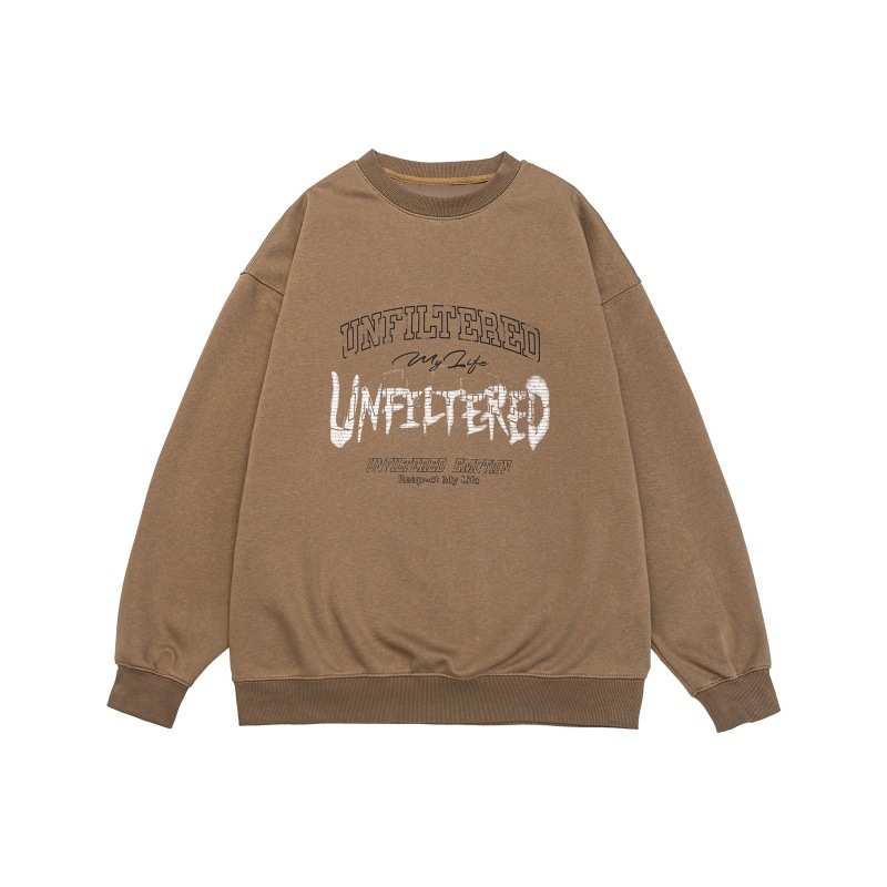 Retro Faded Text Graphic Oversized Crewneck Hoodie