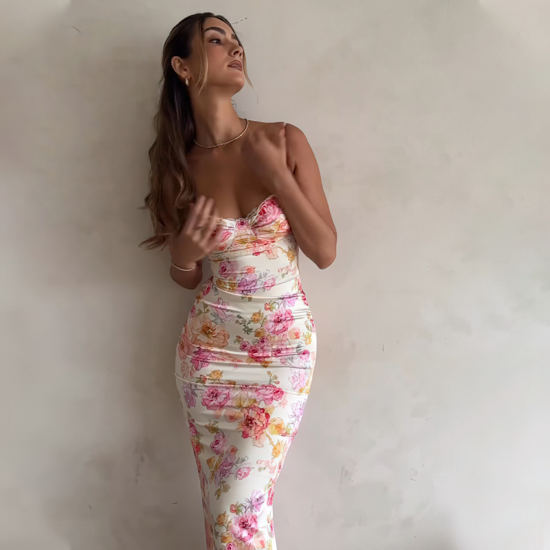 Collarless Sleeveless Straight Cut Mid Waist Polyester Dress