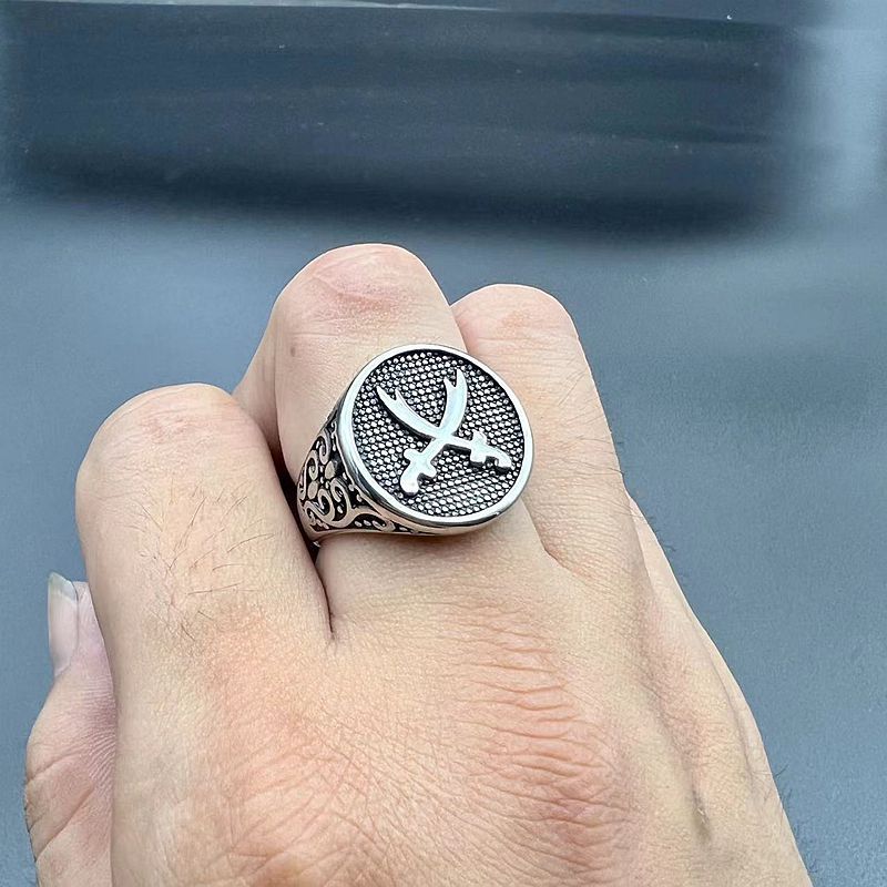 Vintage Punk Style Jewelry Titanium Steel Polishing Knife Stainless Steel Men's Ring