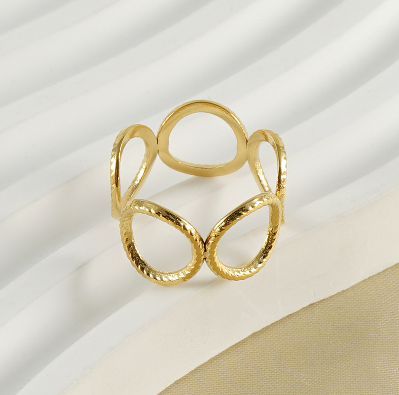 Stainless Steel Rings For Women Men Gold Color Hollow Wide Ring Female Male Party Finger Jewelry Gift Trend Free Shipping