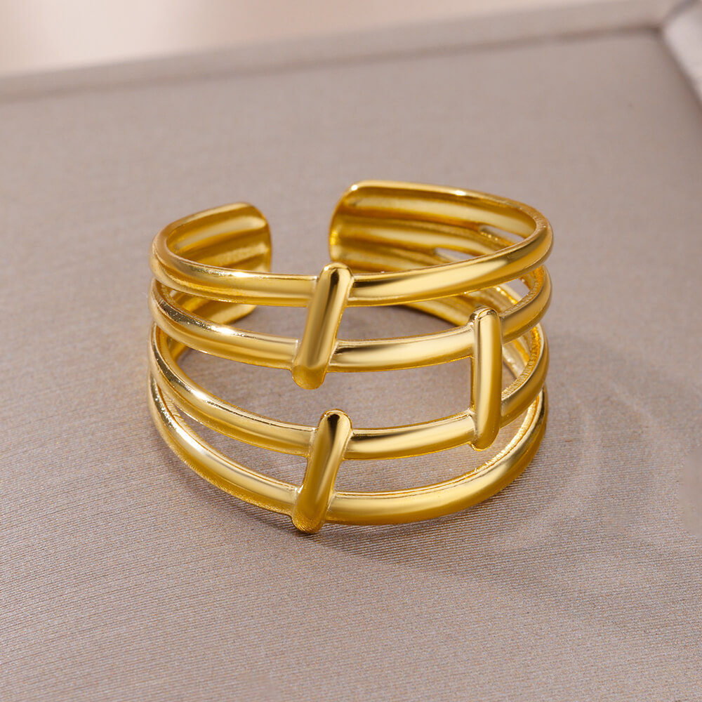 Unisex Silver Cutout Chunky Ring