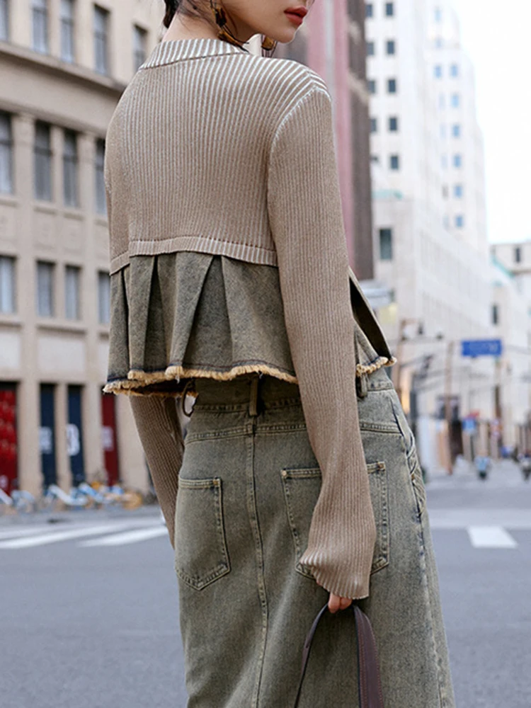 Textured Front Closure Cardigan With Gathered Bottom
