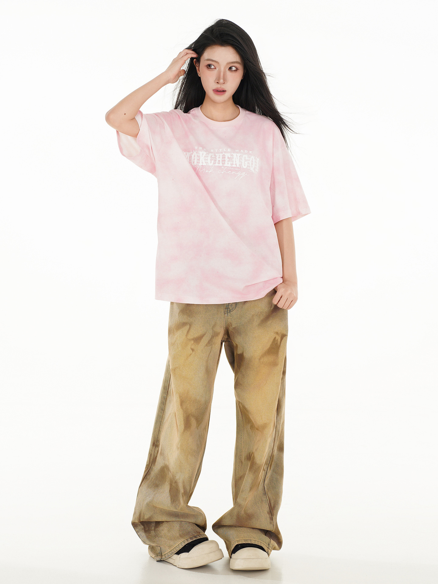Oversized Cotton Swirled Graphic T-Shirt