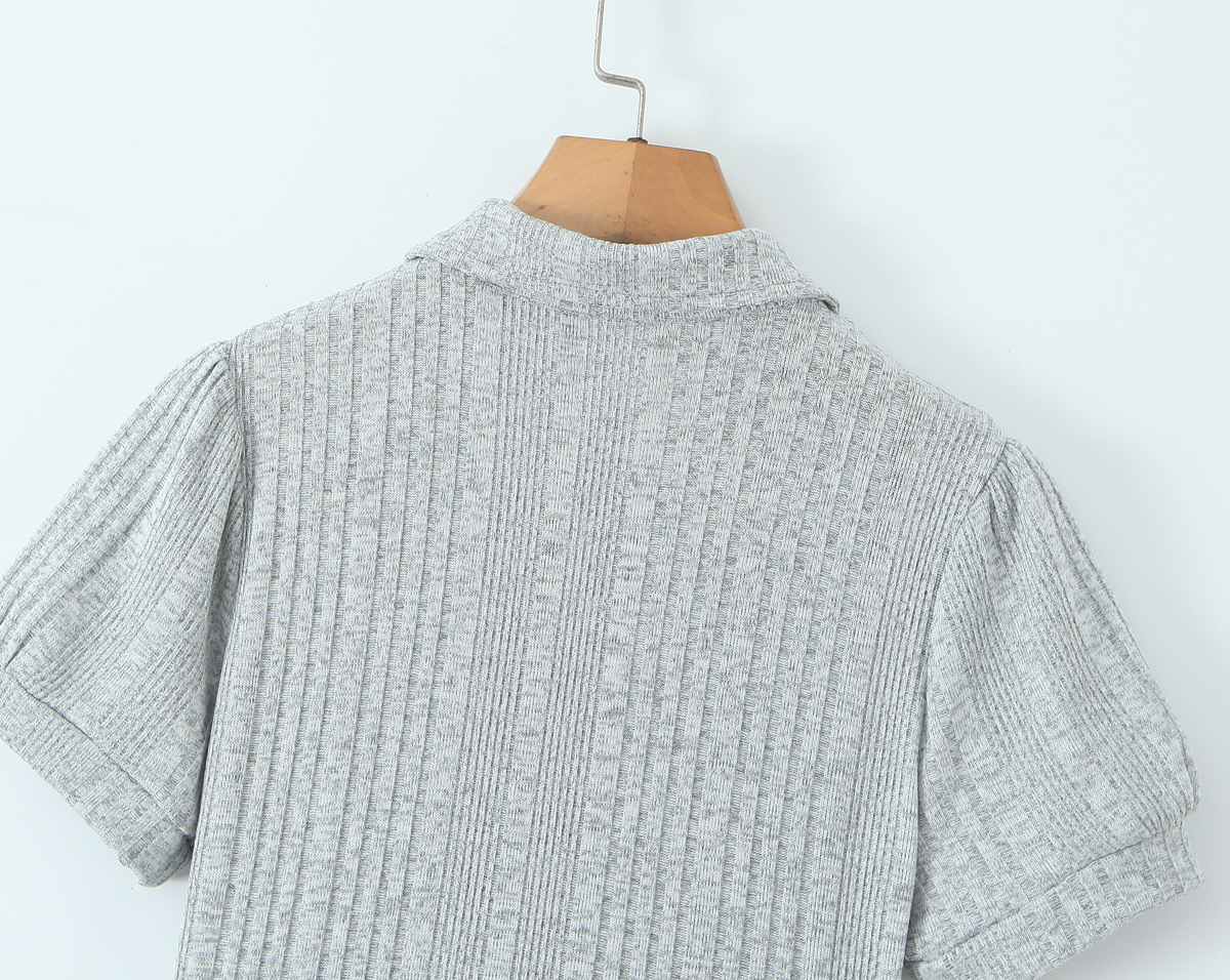 Bubble Sleeve Splicing Knitted Flare Dress