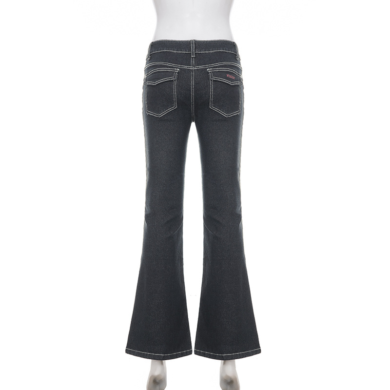 Street Style Simple Retro Slim Low Waist Straight Leg Jeans Elegant Commuting Versatile Casual Pants