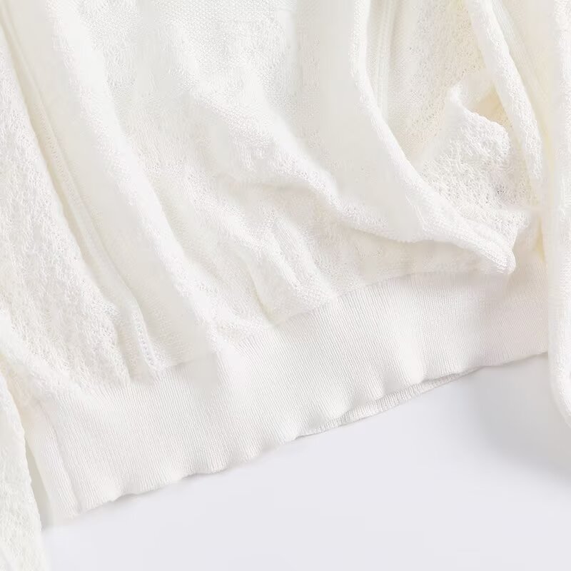 Ivory Cutout Full Sleeve Crew Sweater