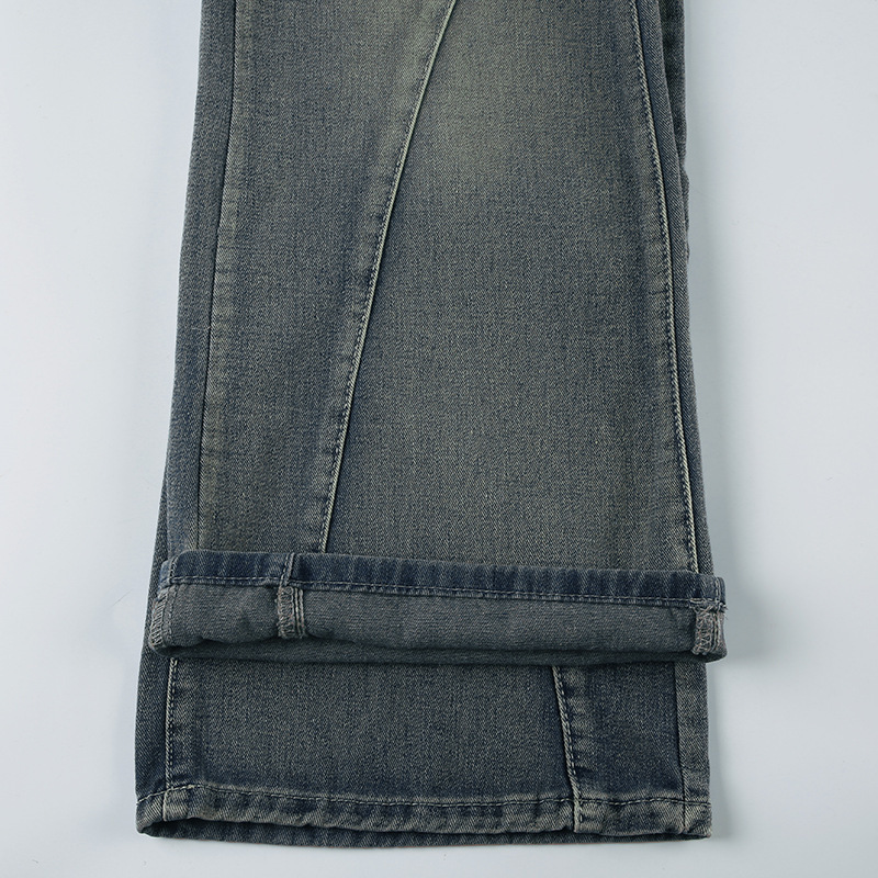 Low waist irregular split line pocket jeans
