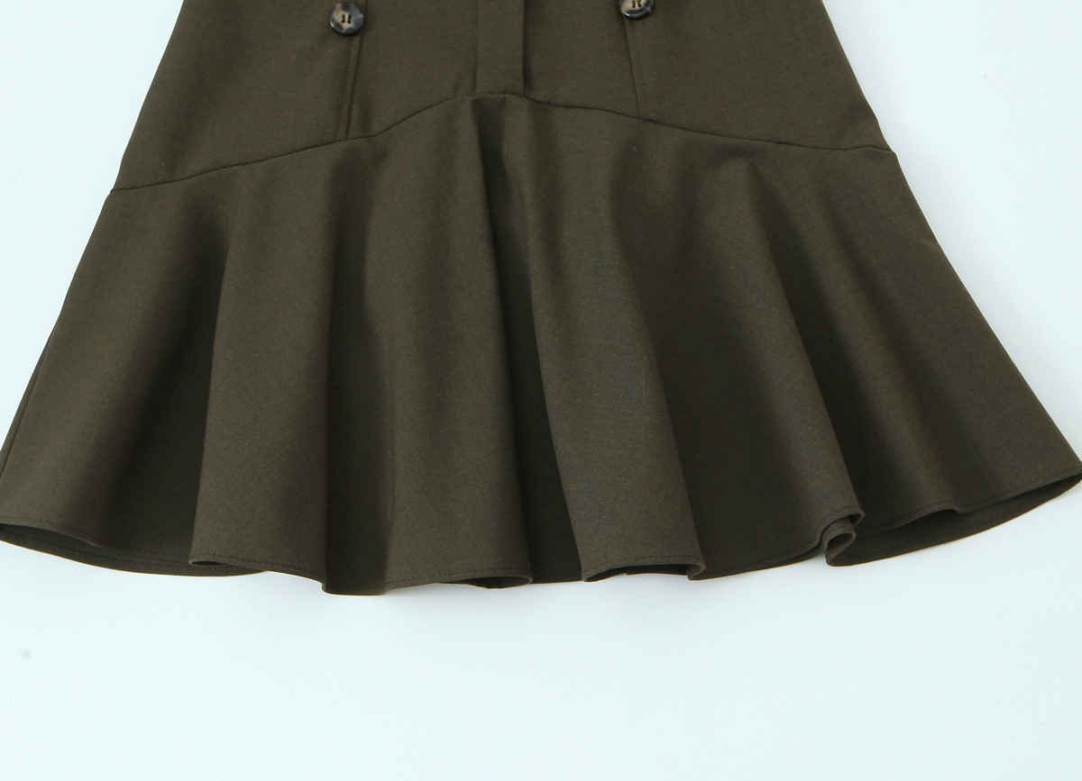 Sleeveless Flip Collar Mini Polyester Padded Tiered Dress