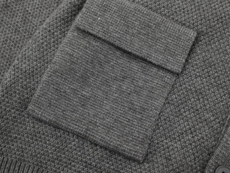 Twin Pouch Mock Neck Ribbed Vintage Cardigan