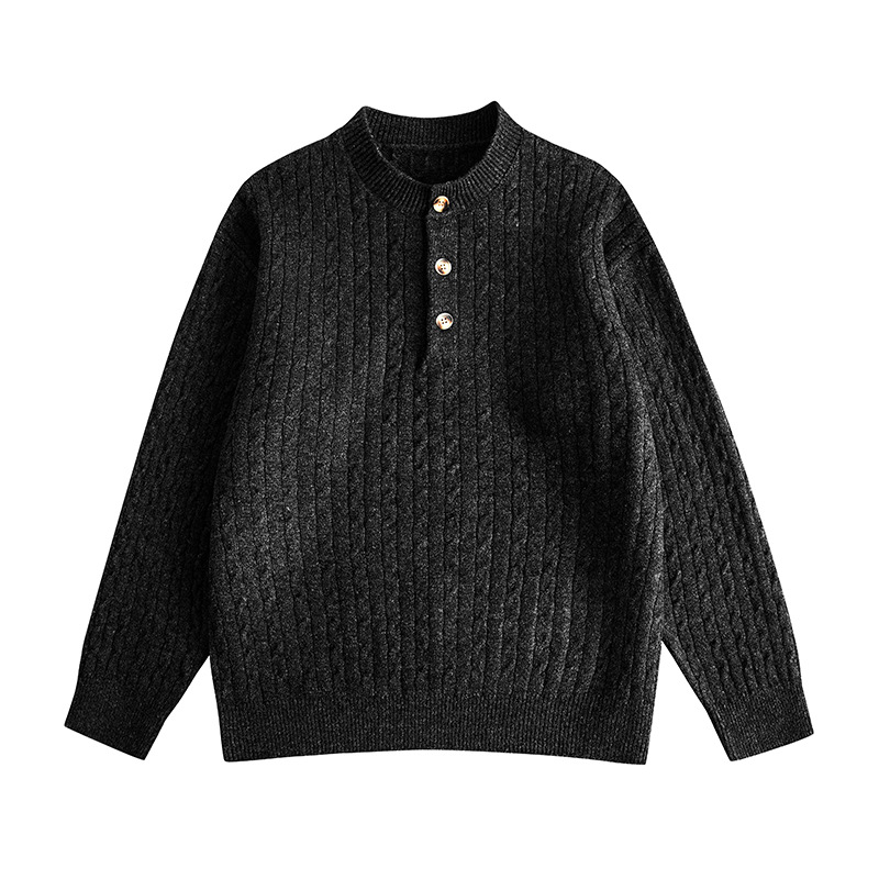 Oversized Aran Placket Sweater
