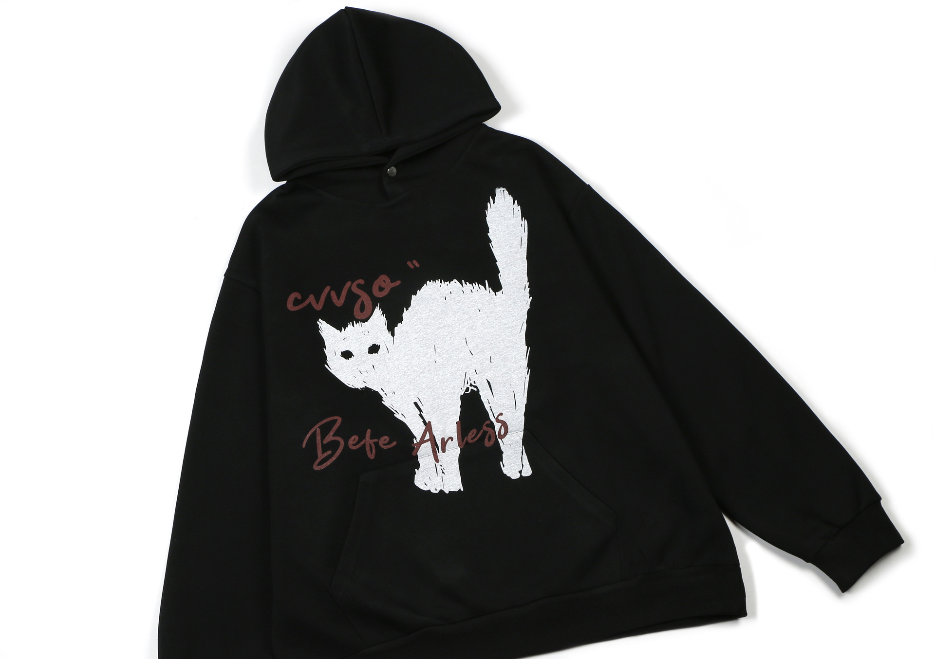 Streetwear Feline Print Long Sleeve Hoodie