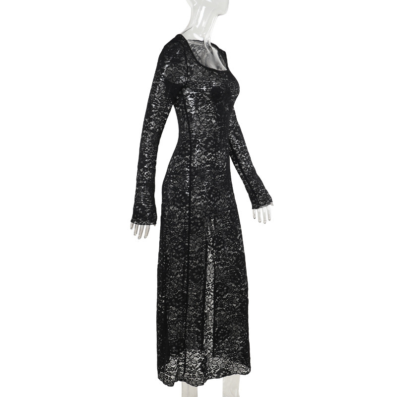 Square Neck Full Sleeve Split Dress
