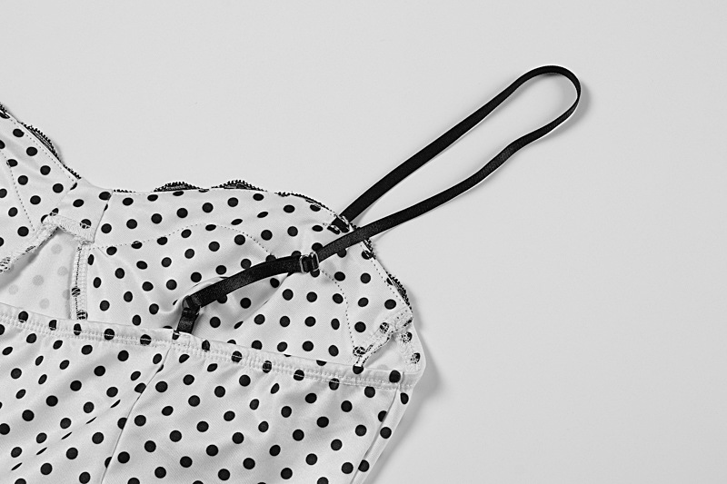Backless camisole white polka dot dress for women's wear