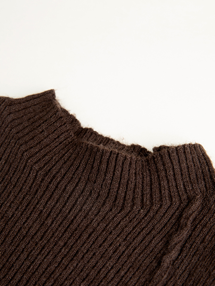 Wool Blend Fitted Crew Sweater