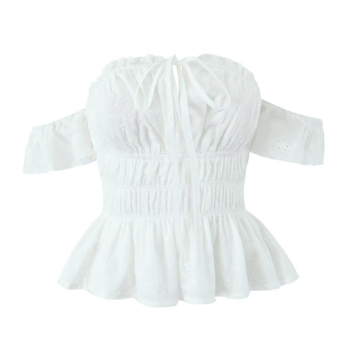 Asymmetric Mandarin Collar Ruffle Hem Top