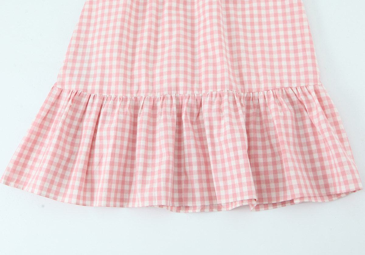 Plaid Belted Bow Suspenders Flared Hem Dress