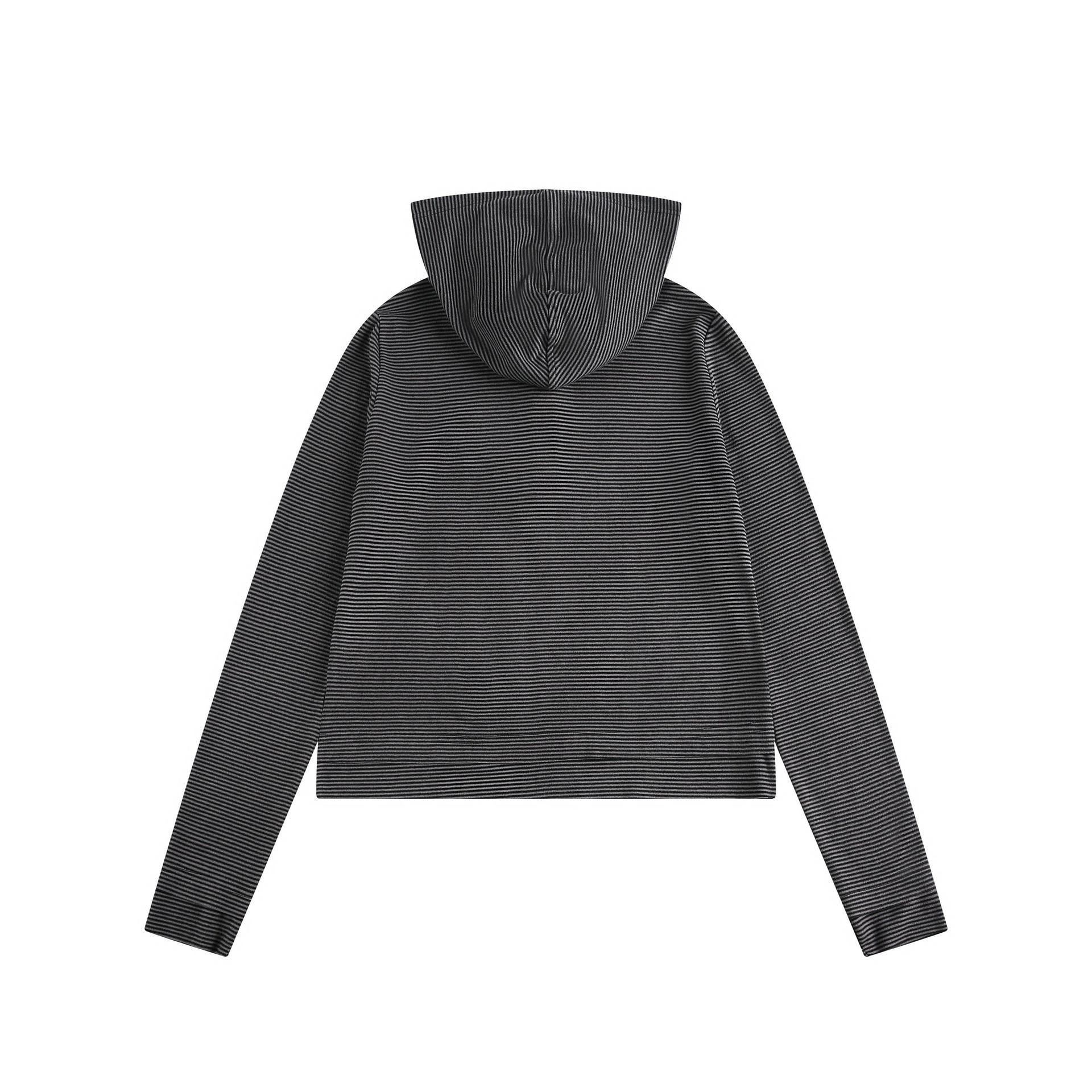 Retro Banded Fruit Applique Long Sleeve Hoodie