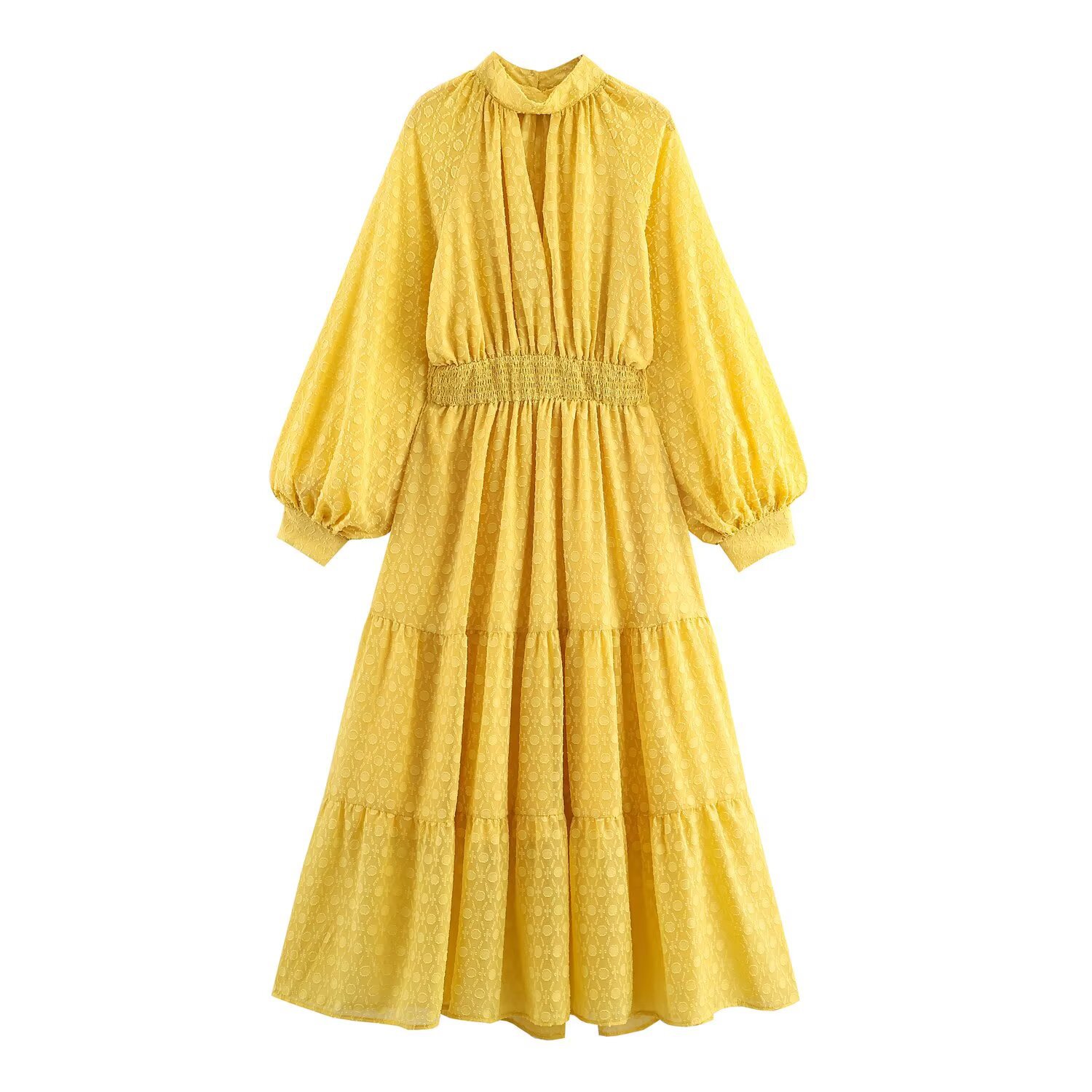 Polyester Mock Neck Flared Dress