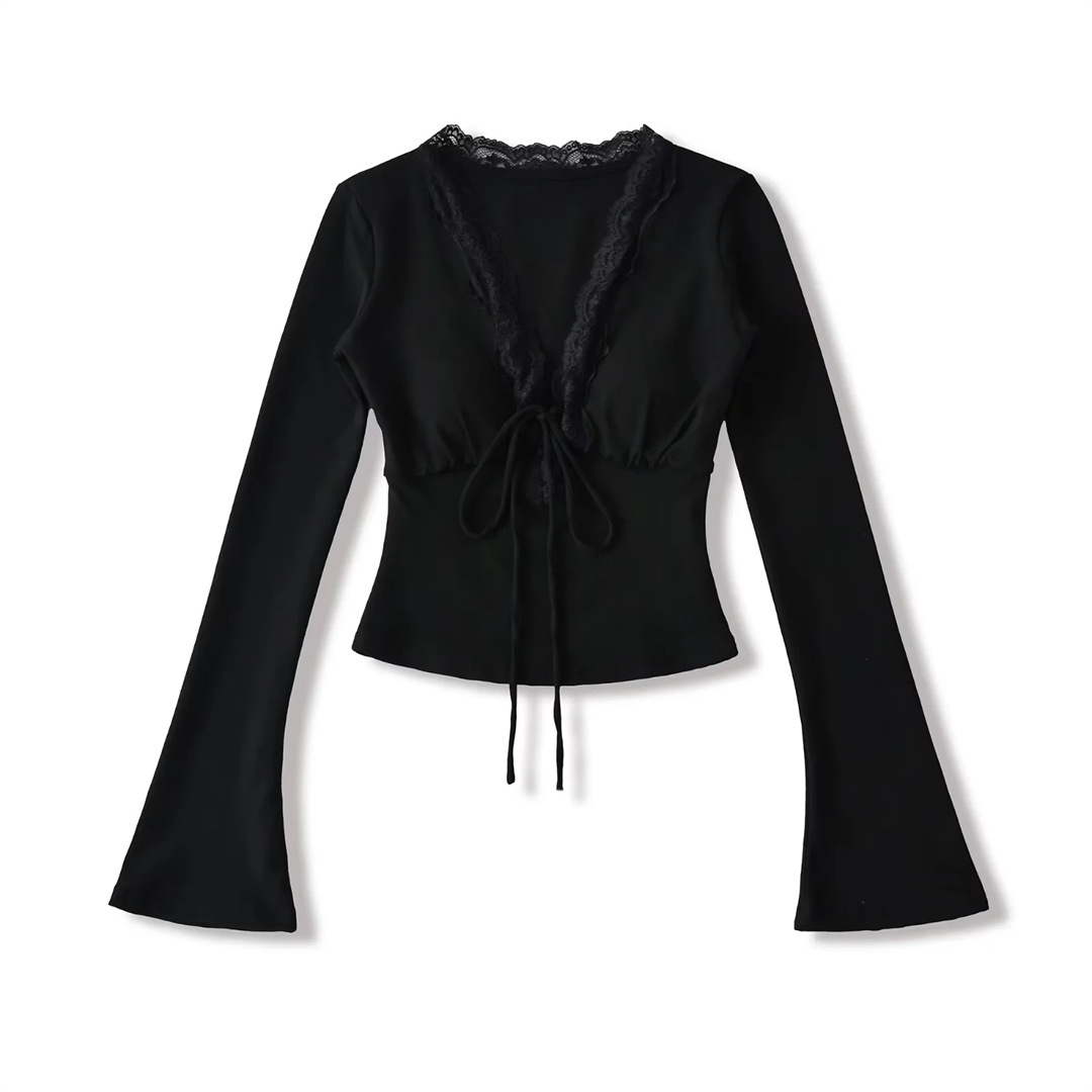 Solid Private Lady Plunge Neckline Slim Fit Top