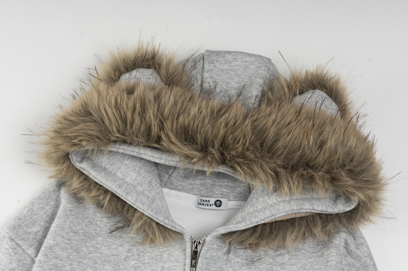Oversized Streetwear Teddy Letter Print Cotton Hoodie