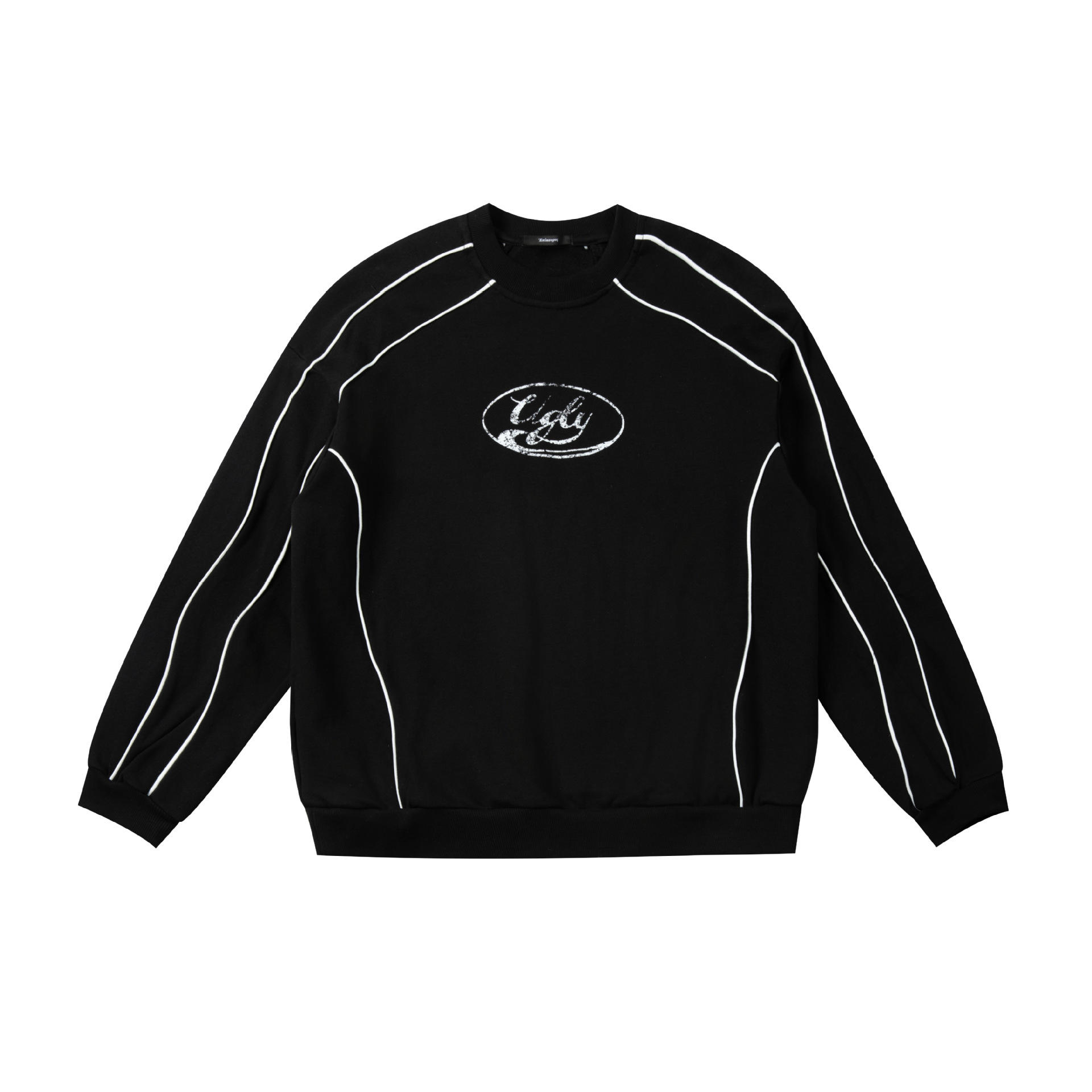 Oversized Vintage Embellished Cotton Blend Crewneck Sweatshirt