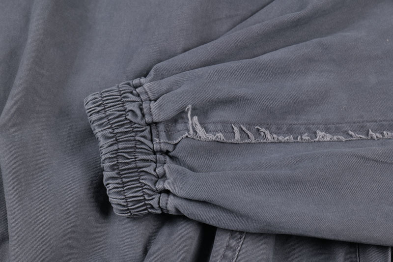 Vintage Distressed Cotton Patchwork Cropped Hooded Utility Jacket