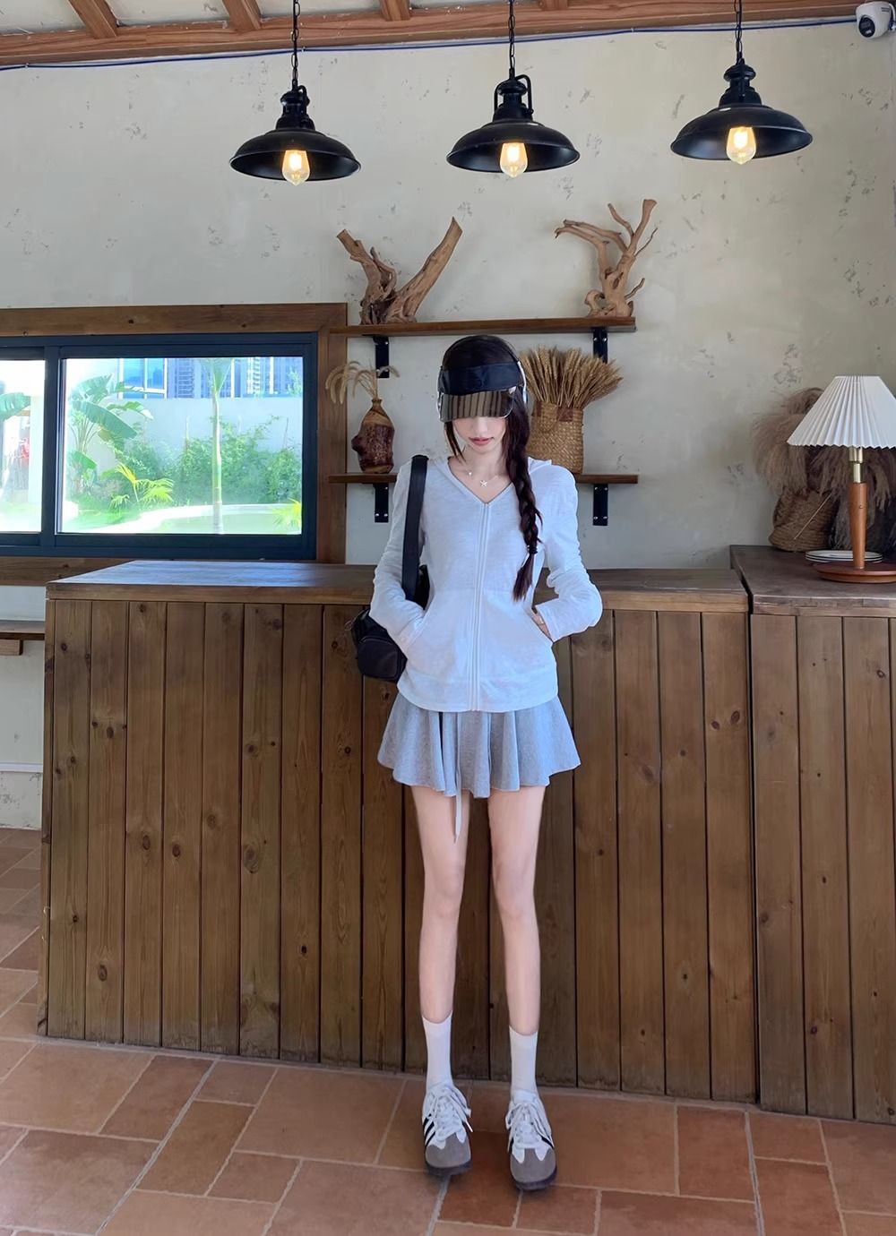 Cream Korean-Japanese Cardigan UV Hood Jacket