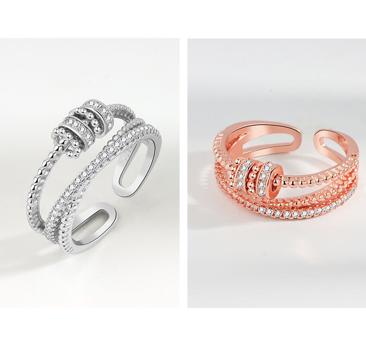 New Zircon Transfer Open Ring Women's Multilayer Cross Ring Rotating Ring ins Style