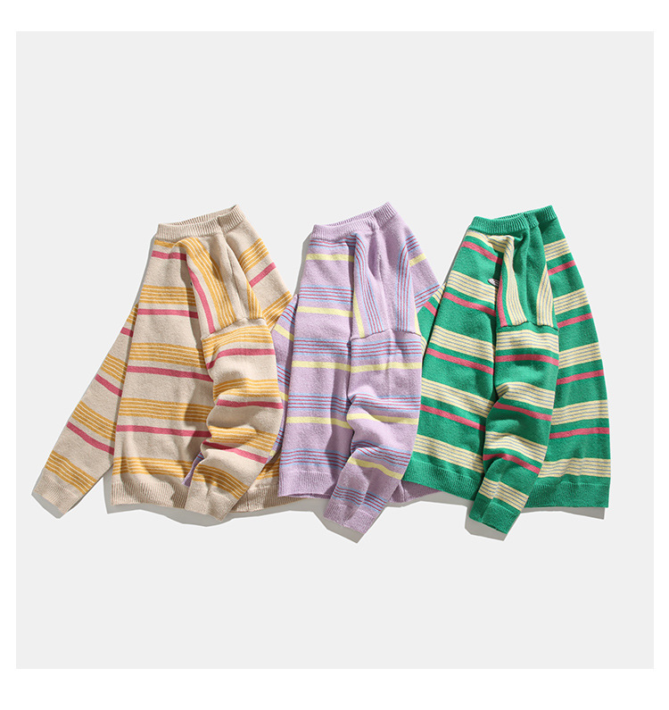 Loose Fit Japanese Workwear Color Block Sweater