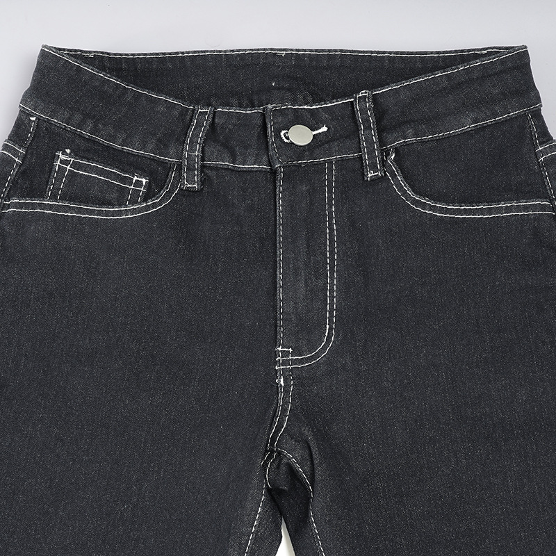 Street Style Simple Retro Slim Low Waist Straight Leg Jeans Elegant Commuting Versatile Casual Pants