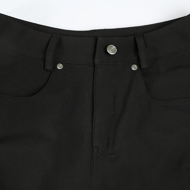 Zipper splicing contrasting color personalized casual pants