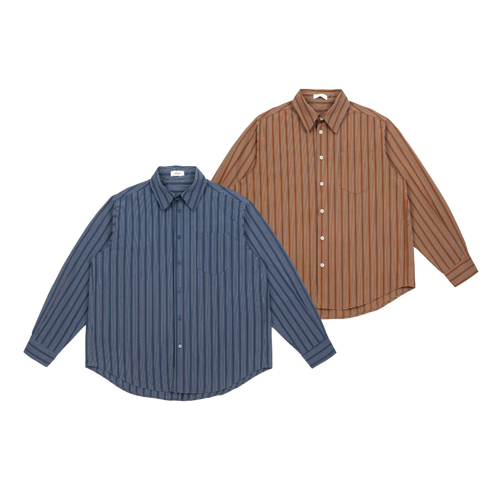 Oversized Lengthwise Lines Wrist Length Shirt