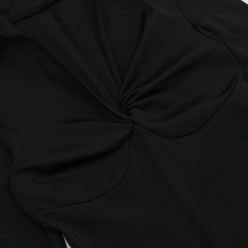 Bodycon Crossover Plunge Long Sleeve Dress