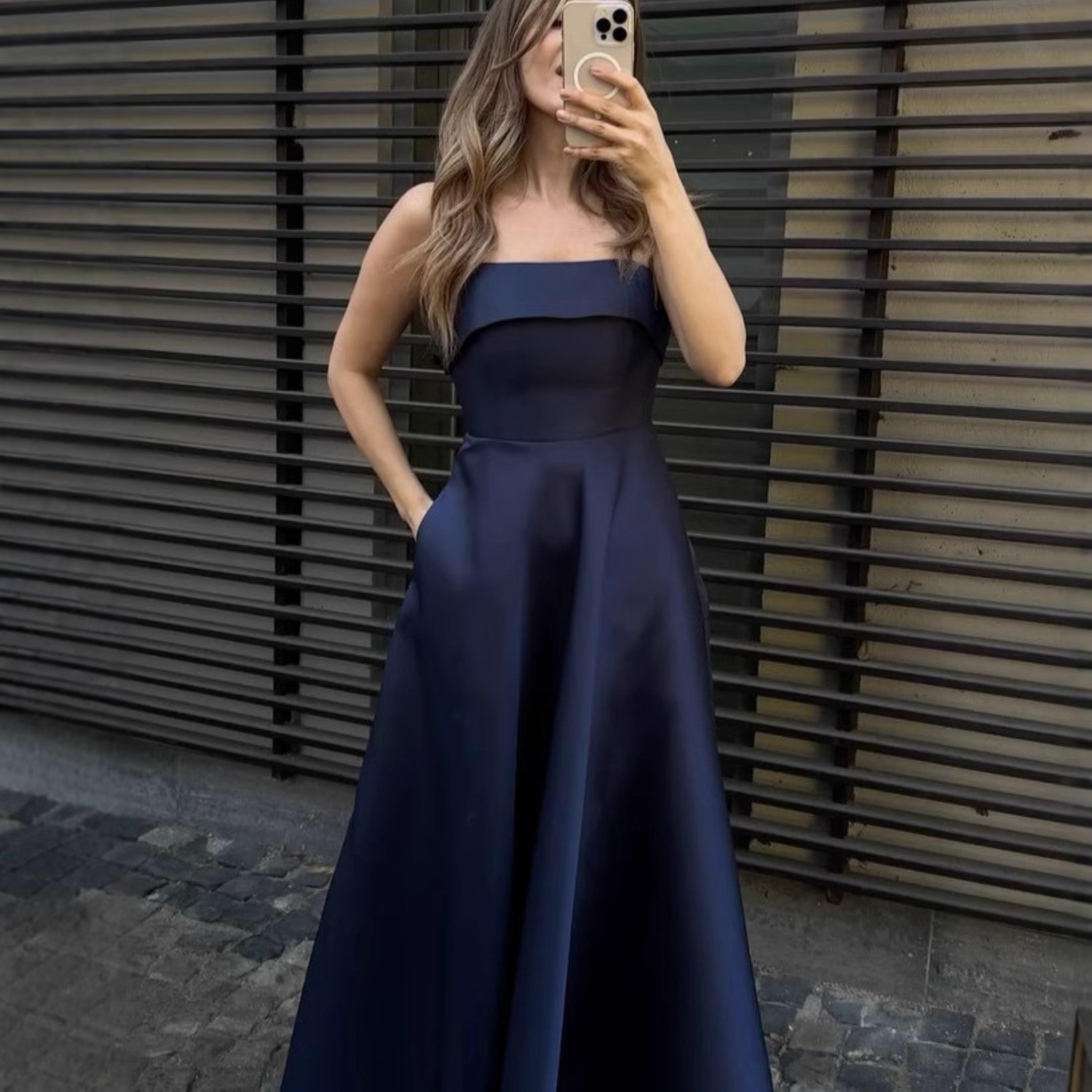 Satin suspender evening dress fashion dress