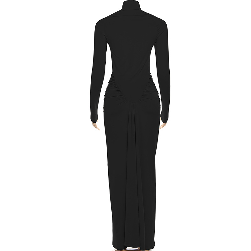 Bodycon High Neck High Waist Polyester Spandex Dress