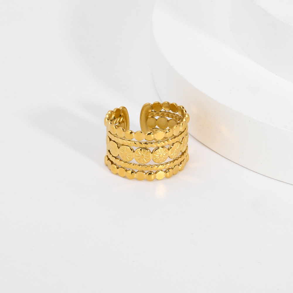 Steel Rings For Women Men Gold Color Hollow Wide Ring Female Male Party Finger Jewelry Gift Trend Free Shipping