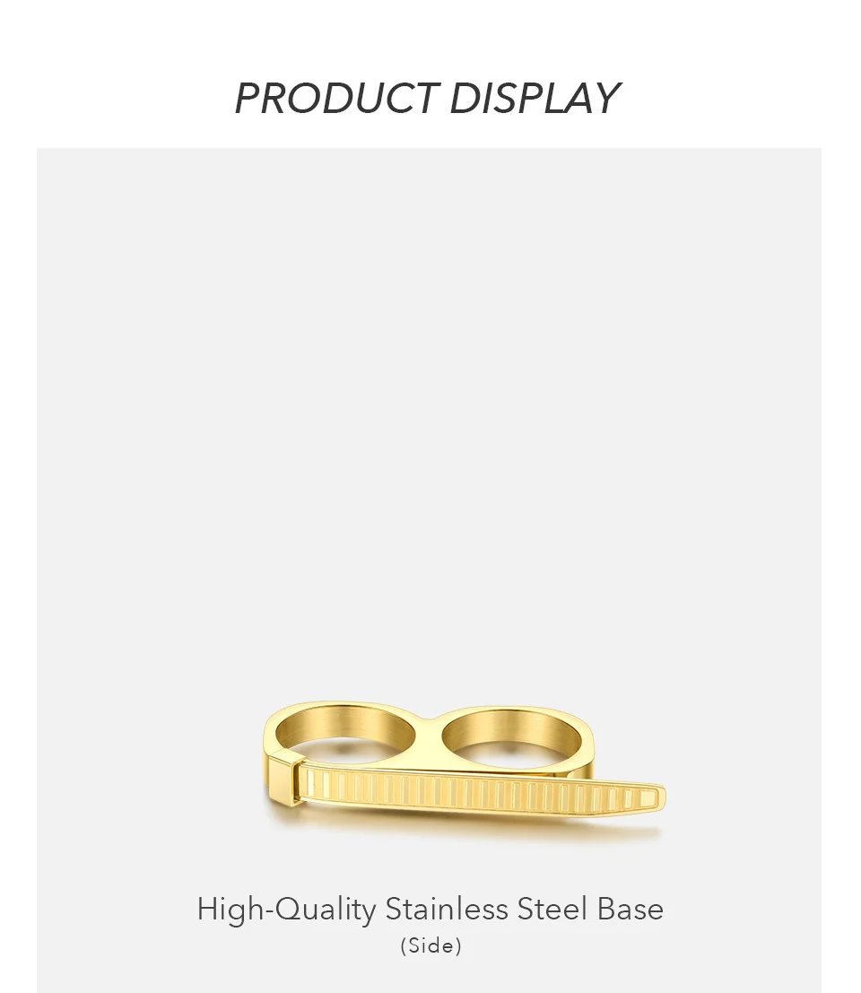 Cable Tie Knot Rings For Women Stainless Steel Gold Color Two Finger Ring Fashion Jewelry