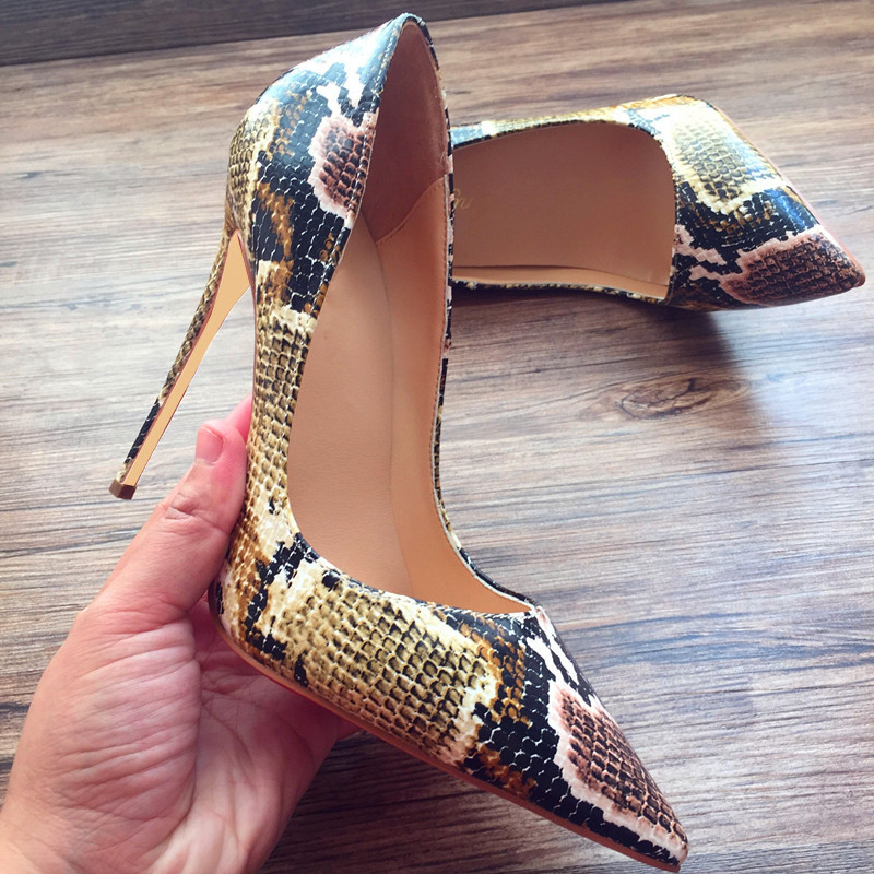 Elegant Heels, Slim Heels, Sexy Nightclub Versatile, Blue Snake Skin Pointed Head, Professional Shallow Mouth Single Shoes