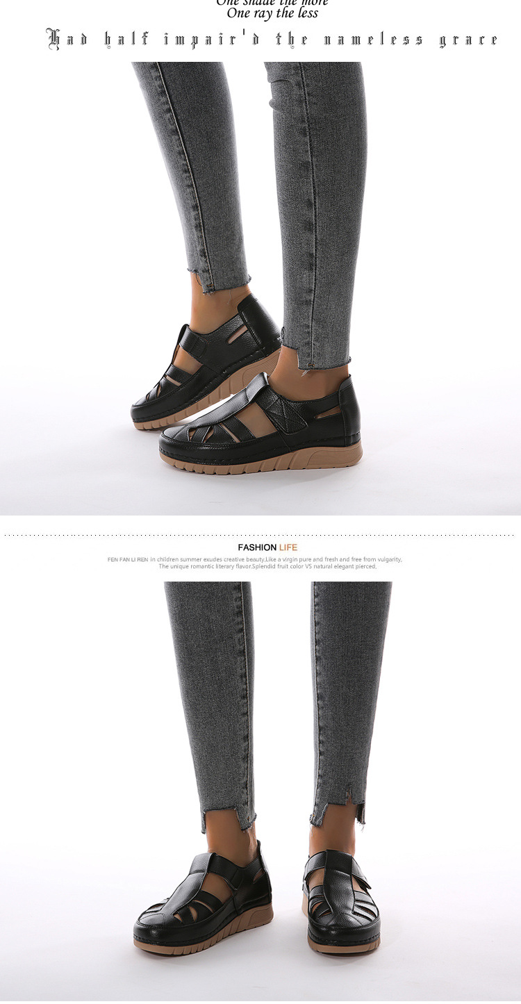 Single shoe slope with car stitching lightweight Velcro hollowed out mom's shoes