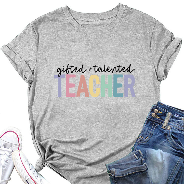 Ladies Geometric Print Crew Neck T-shirt