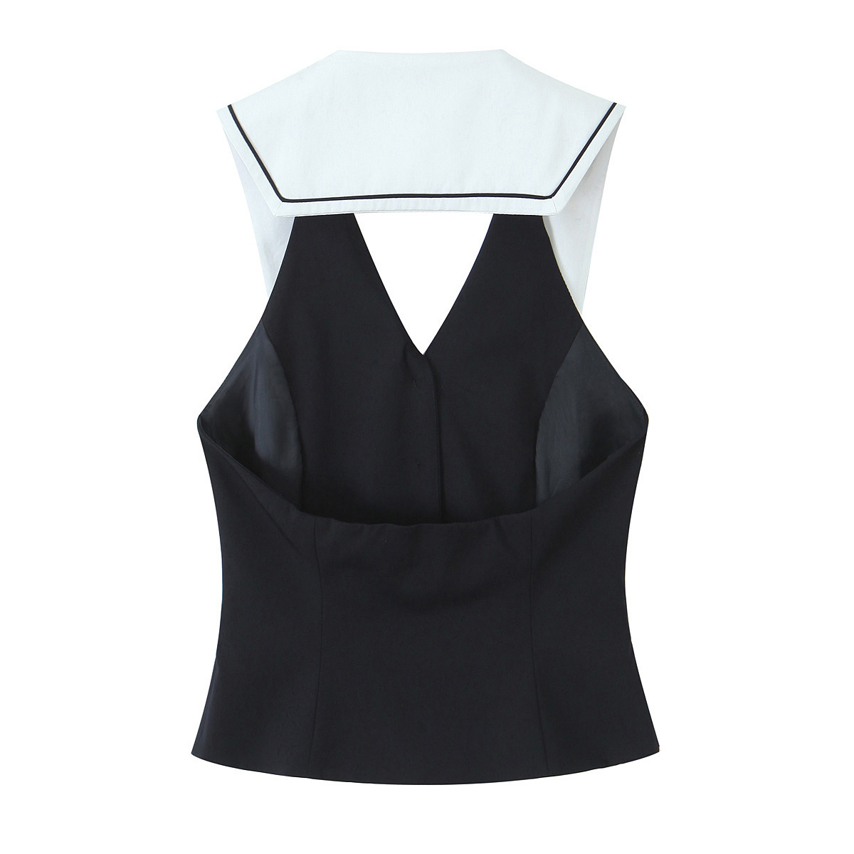Women's Open Back Contrast Hem Sleeve Free Tee