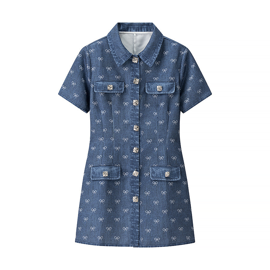 Women's Fashion Casual Bow Short Sleeve Dress
