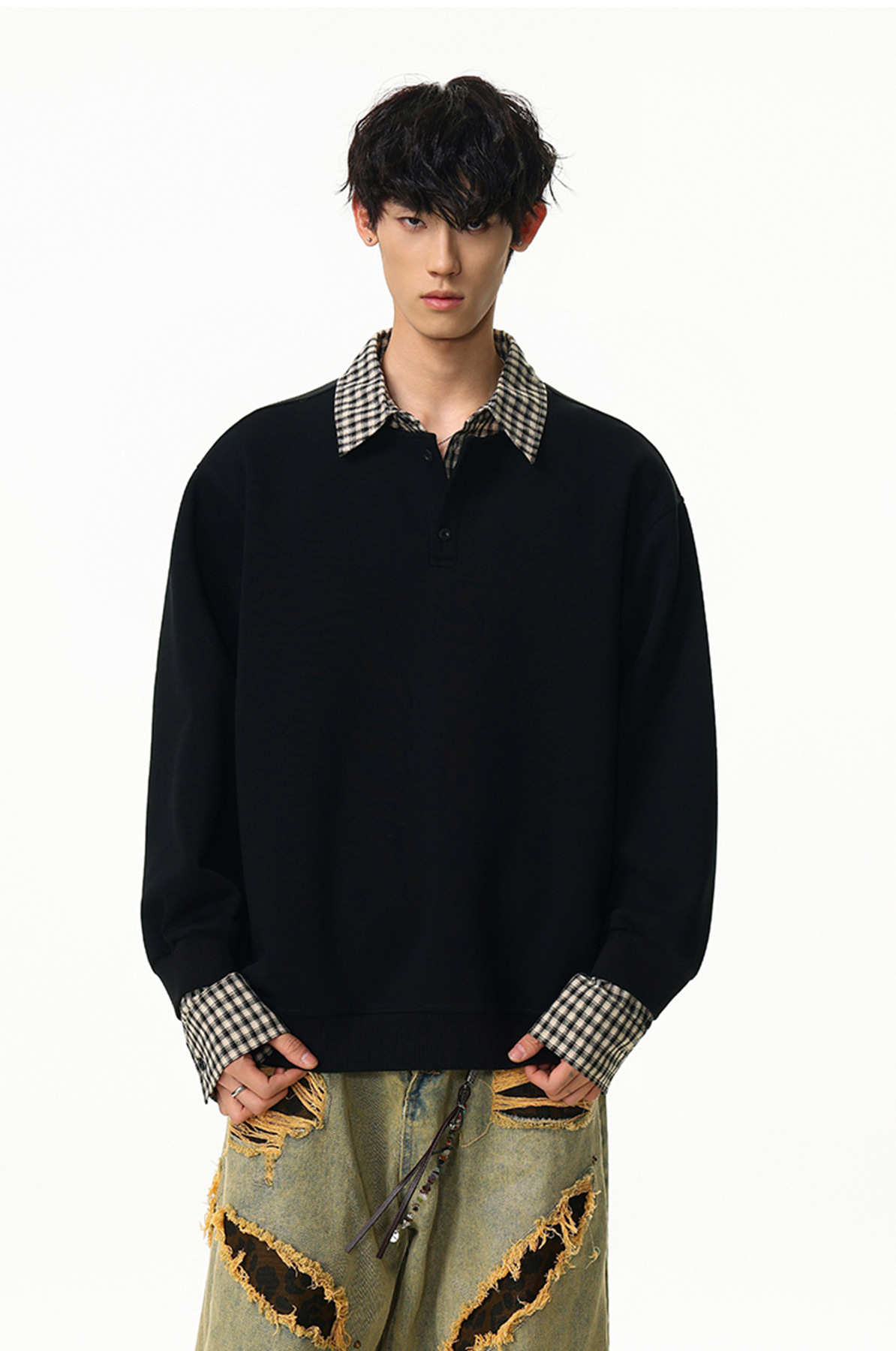 Solid Faux Layered Hoodie